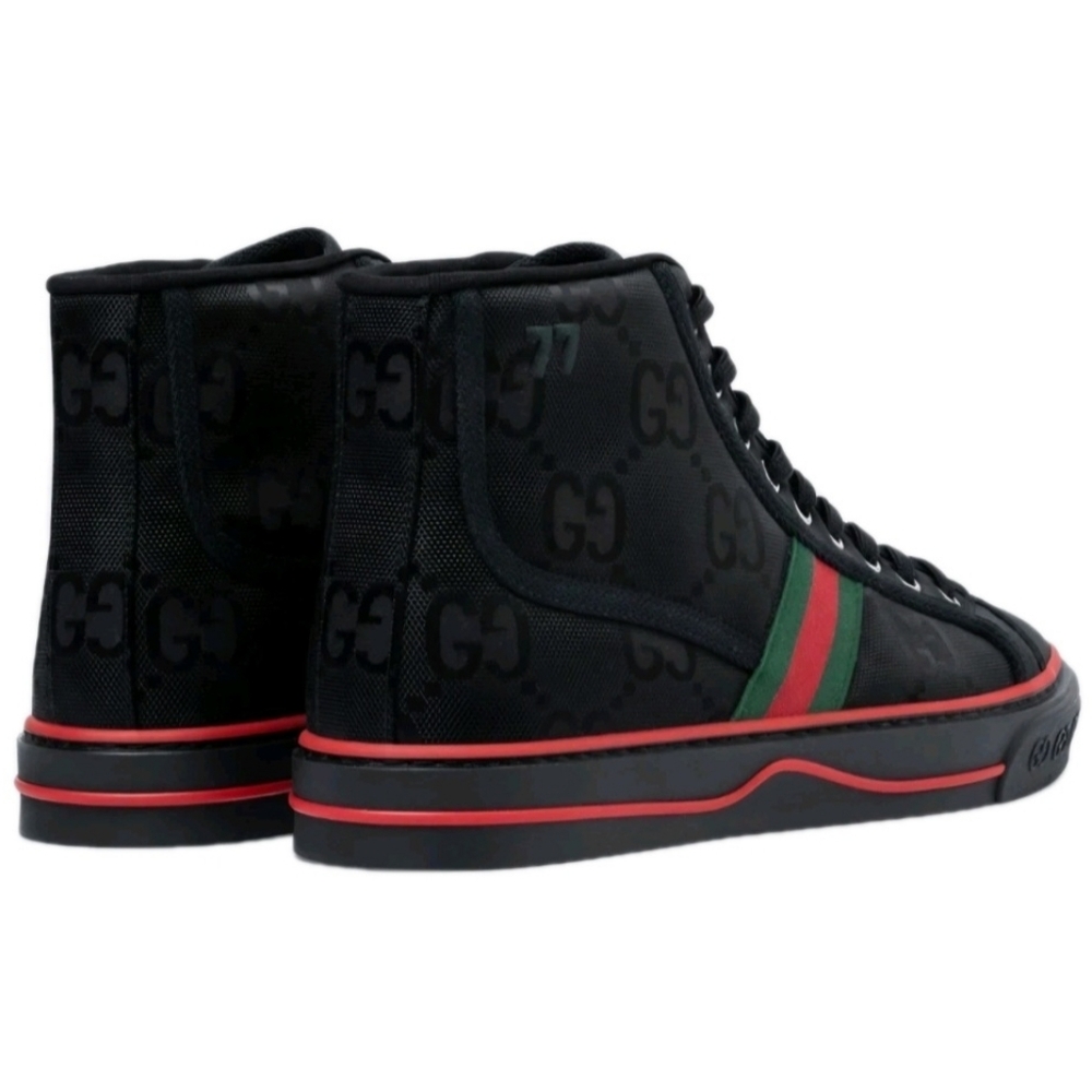 Gucci Men's Tennis 1977 High-Top Sneakers Black EU 44 US Men's Size 10.5 -11 - Picture 6 of 9